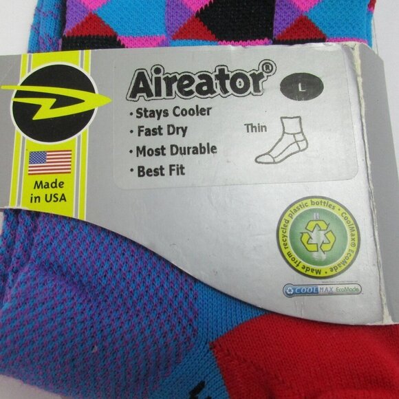Handlebar Mustache Aireator D-Logo Double Cuff Multicolor Nylon Socks Size Large - Picture 6 of 6